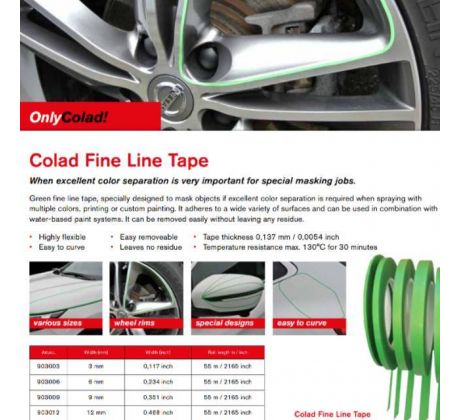 Líniová páska COLAD Fine line designová páska zelená 12mm x 55m